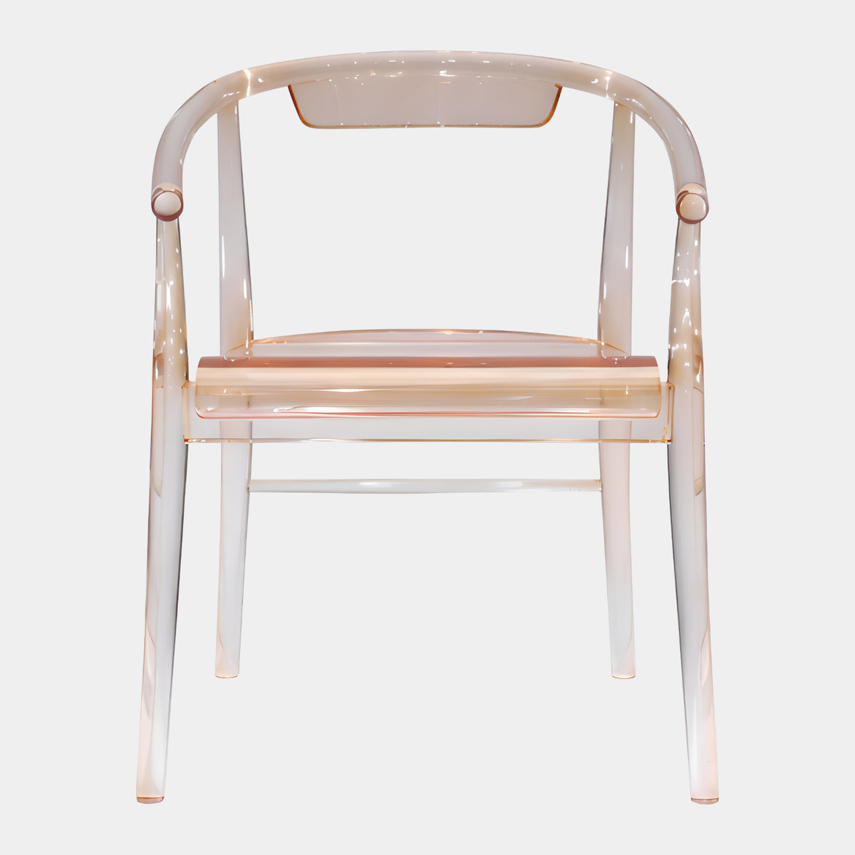 Peach Graded Horseshoe Back Acrylic Armchair, 77cm, front view showing continuous curved frame and seat on a plain white background.
