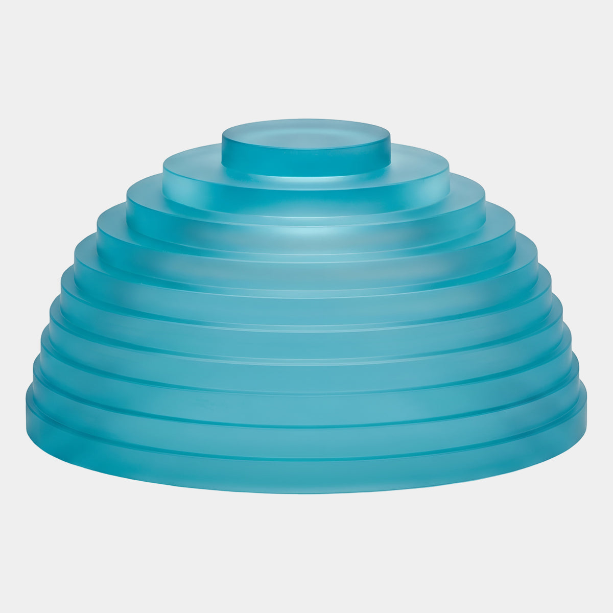 Frosted Teal Concentric Dome Acrylic Sculpture - 30cm