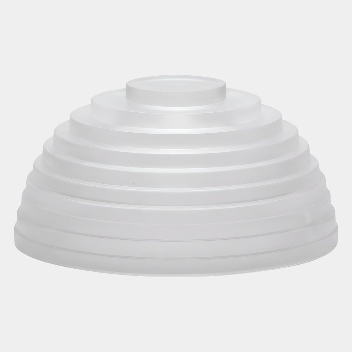Frosted White Concentric Dome Acrylic Sculpture - 30cm, stacked satin-finish rings forming a stepped dome shape on a plain white background.