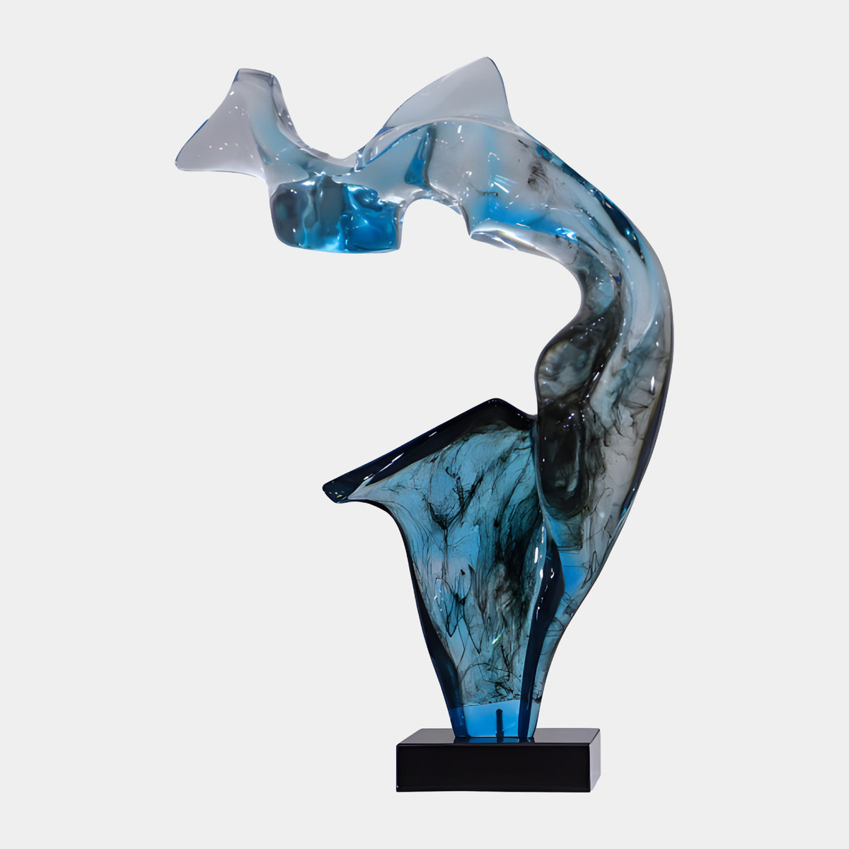 Blue & Black Marbled Arched Upright Sculpture - 98cm
