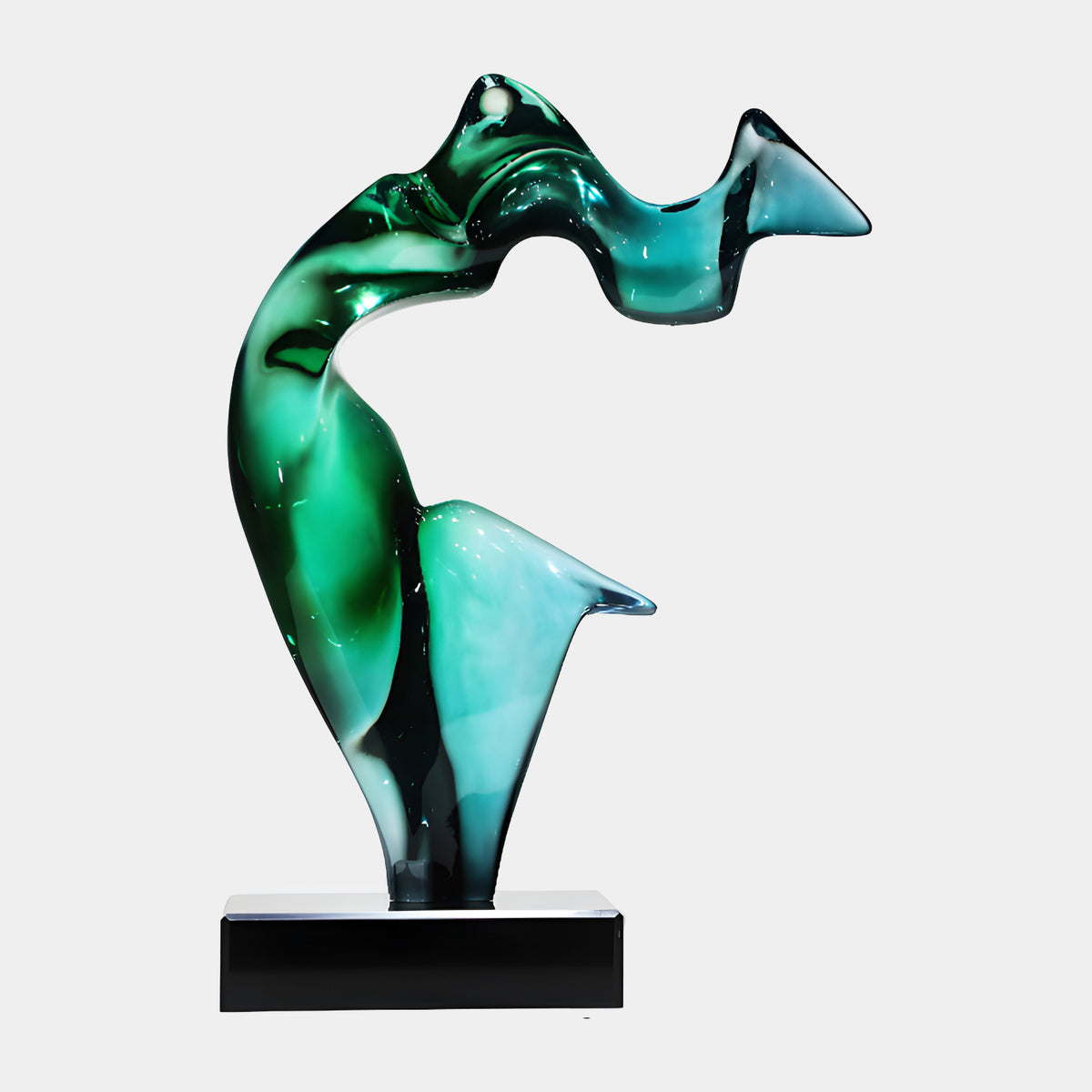 Emerald & Teal Arched Resin Sculpture - 60cm