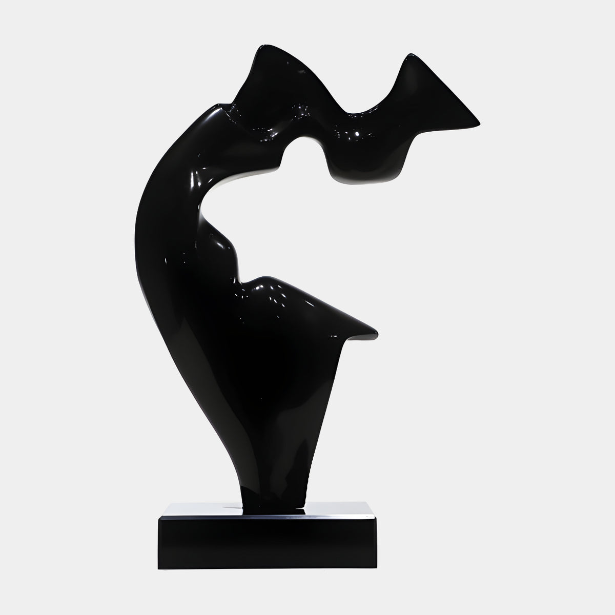 Gloss Black Arched Resin Sculpture - 60cm