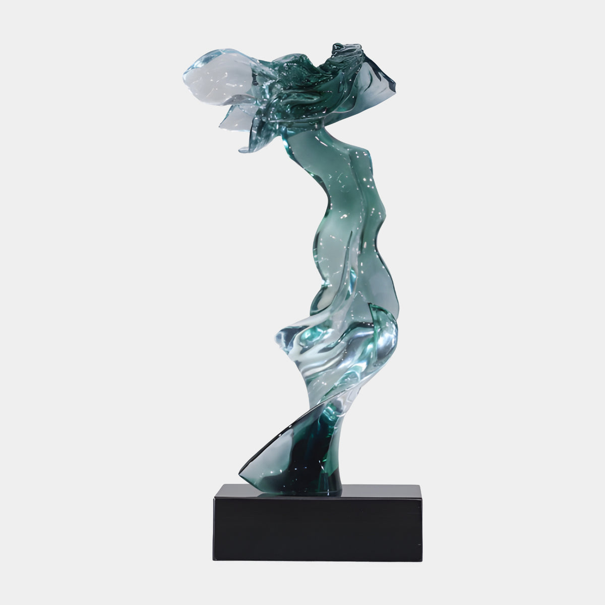 Grey Green Windblown Figure Resin Sculpture - 50cm