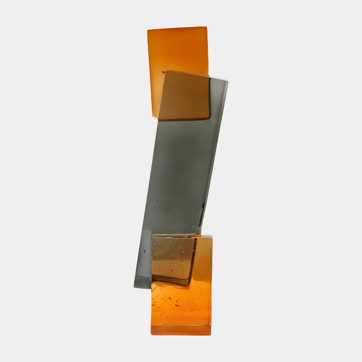 Amber & Smoke Leaning Slab Resin Sculpture - 51cm
