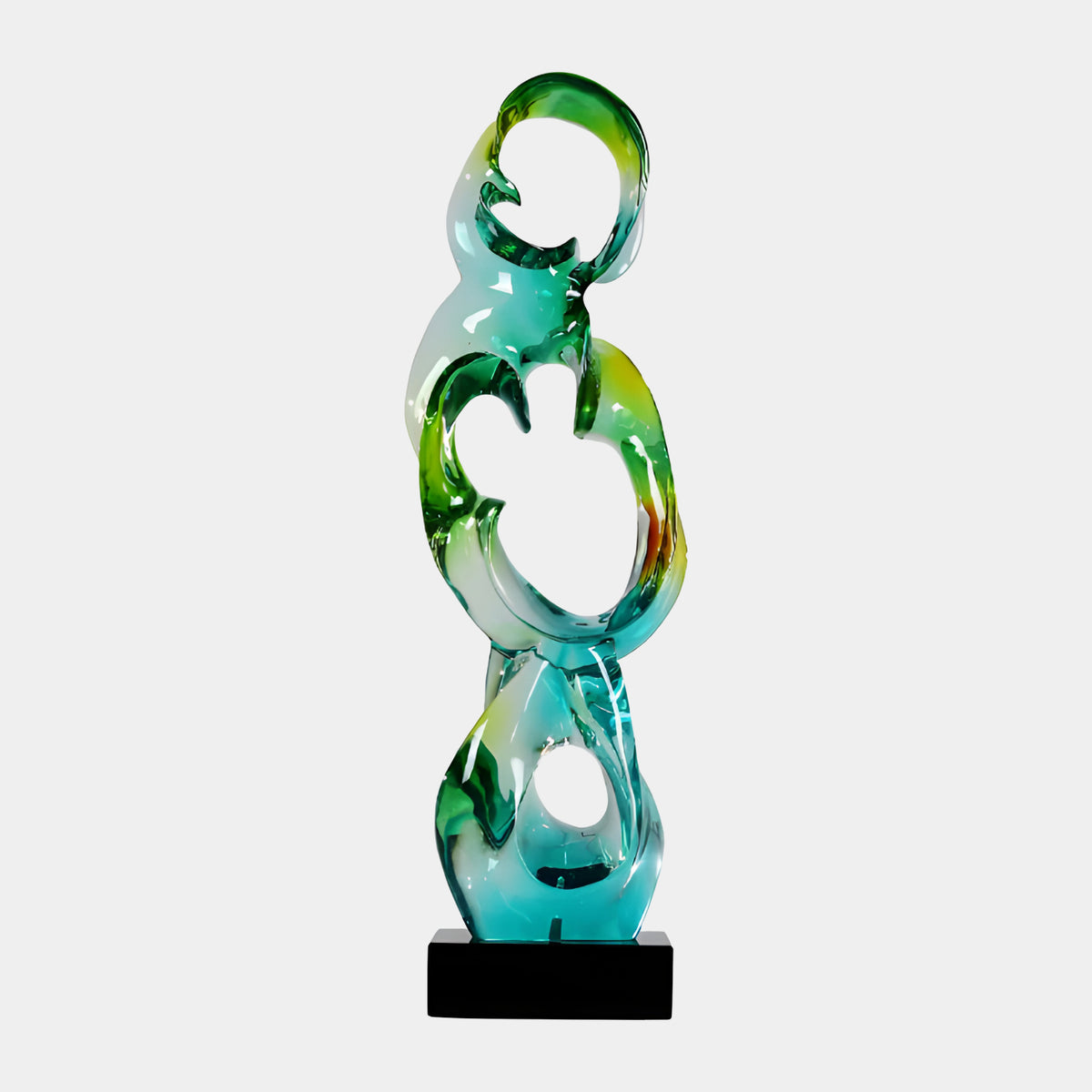 Green & Aqua Linked Loop Column Resin Sculpture - 80cm