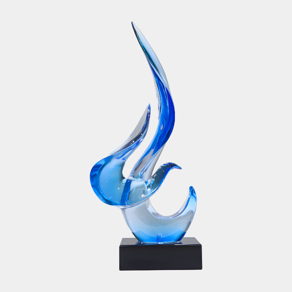 Blue Three-Tip Flame Resin Sculpture - 58cm