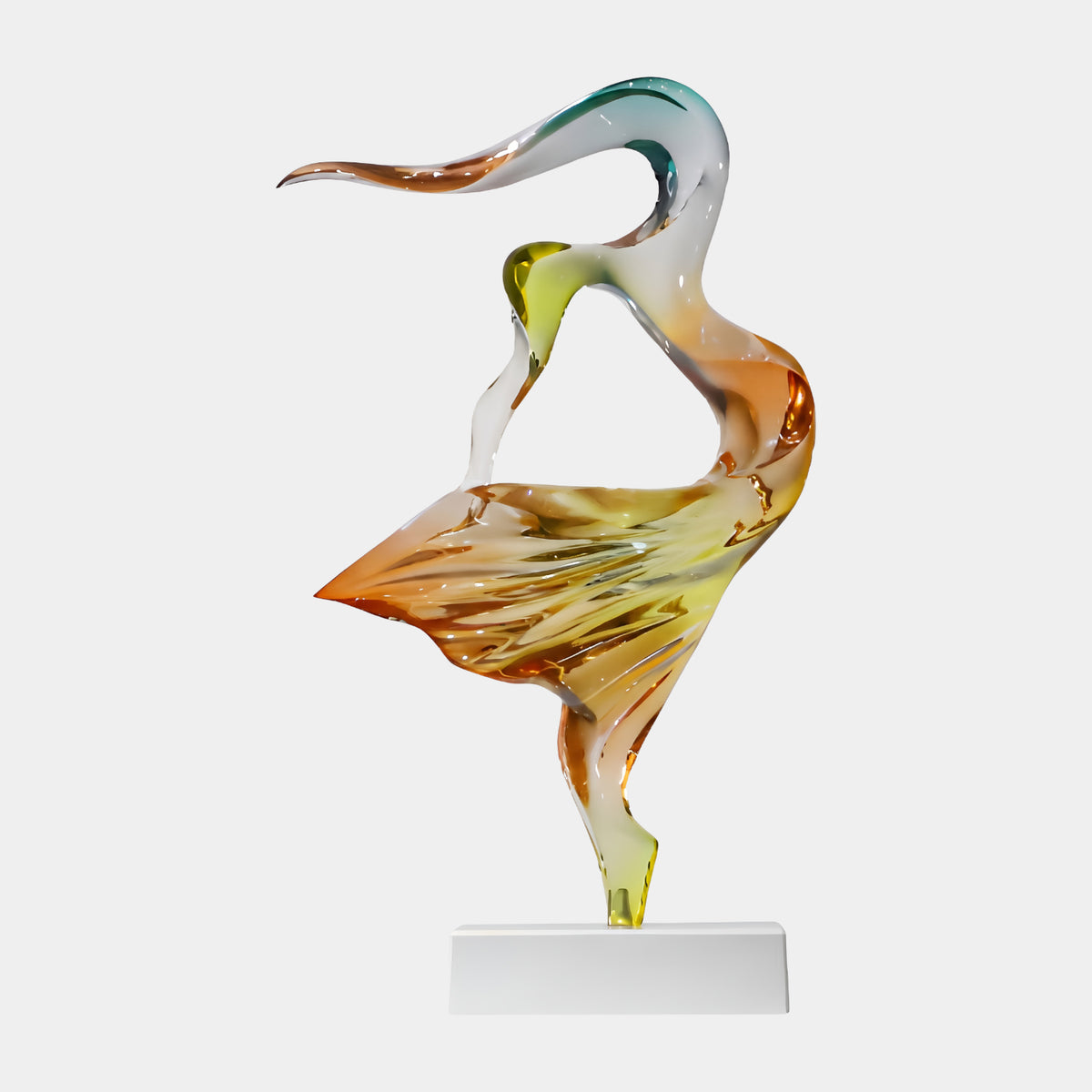 Green to Amber Dancing Figure Resin Sculpture - 69cm