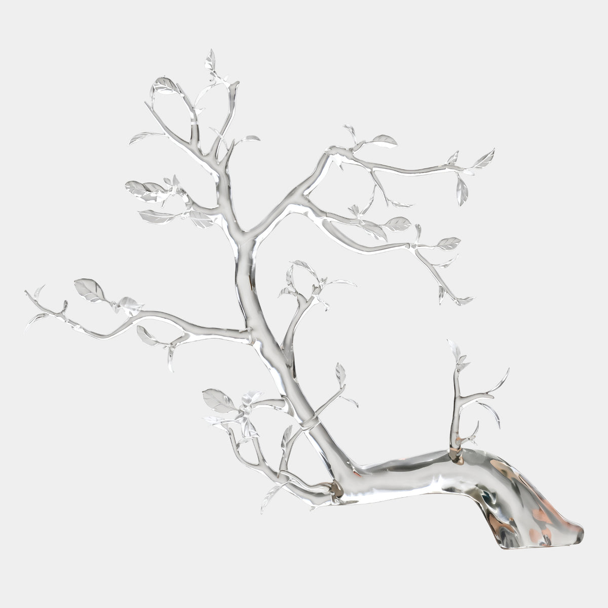 Clear Rooted Tree Resin Sculpture, 155cm, with leaning trunk, root sweep base, and lace-like branching, shown on a plain white background.