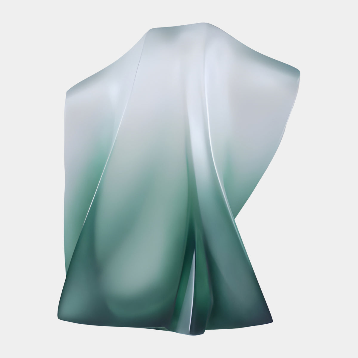 Frosted Green Draped Cloth Resin Sculpture, 30cm, in white with green pooling in the folds, shown on a plain white background.