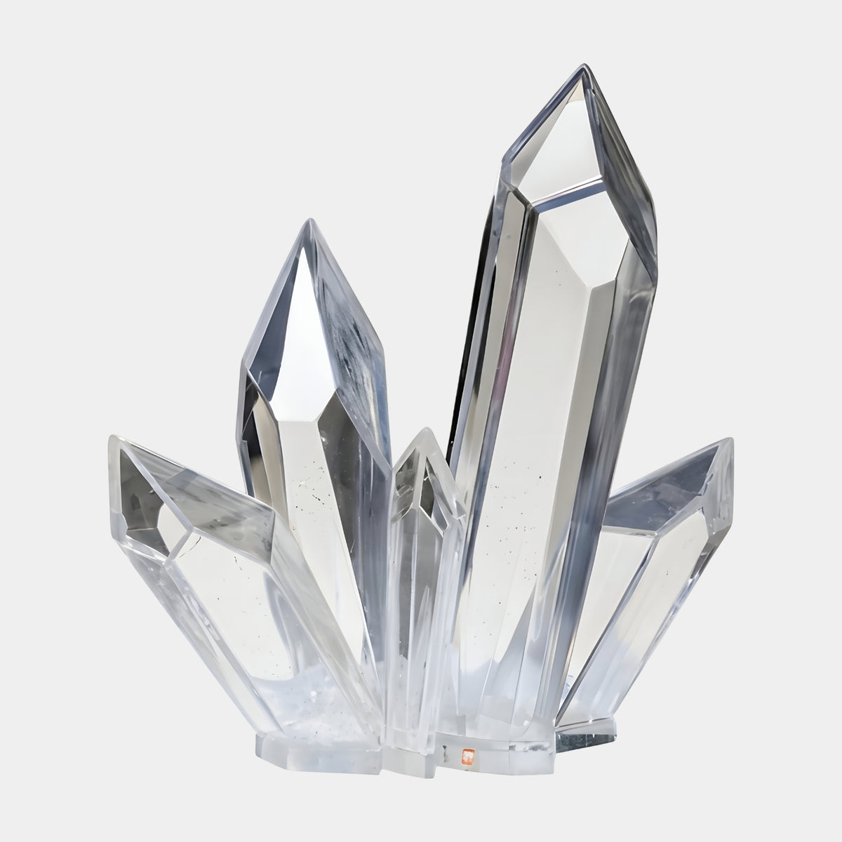 Clear Faceted Crystal Group Resin Sculpture - 66cm, five clustered crystalline points on individual cast feet, shown on a plain white background.