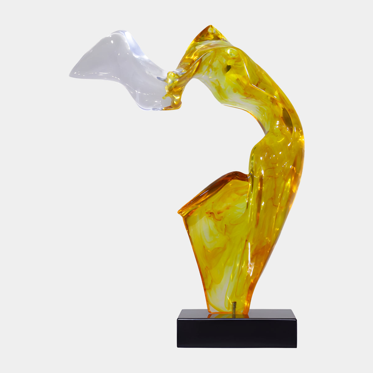 Yellow & Clear Rising Form Resin Sculpture - 56cm