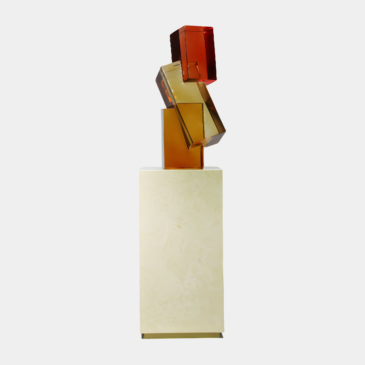 Red & Amber Stacked Blocks Resin Sculpture - 150cm