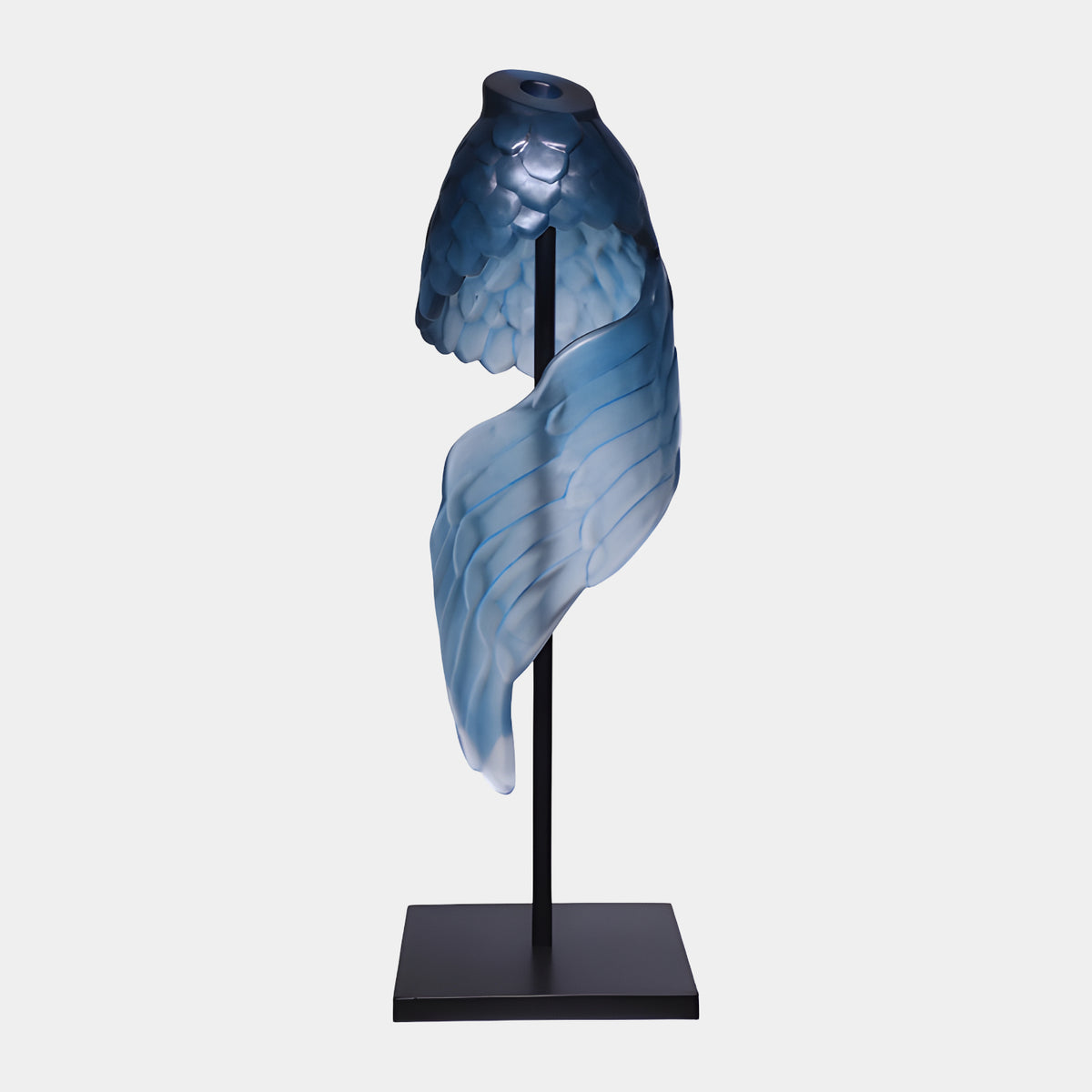 Blue Frosted Wing Resin Sculpture - 80cm