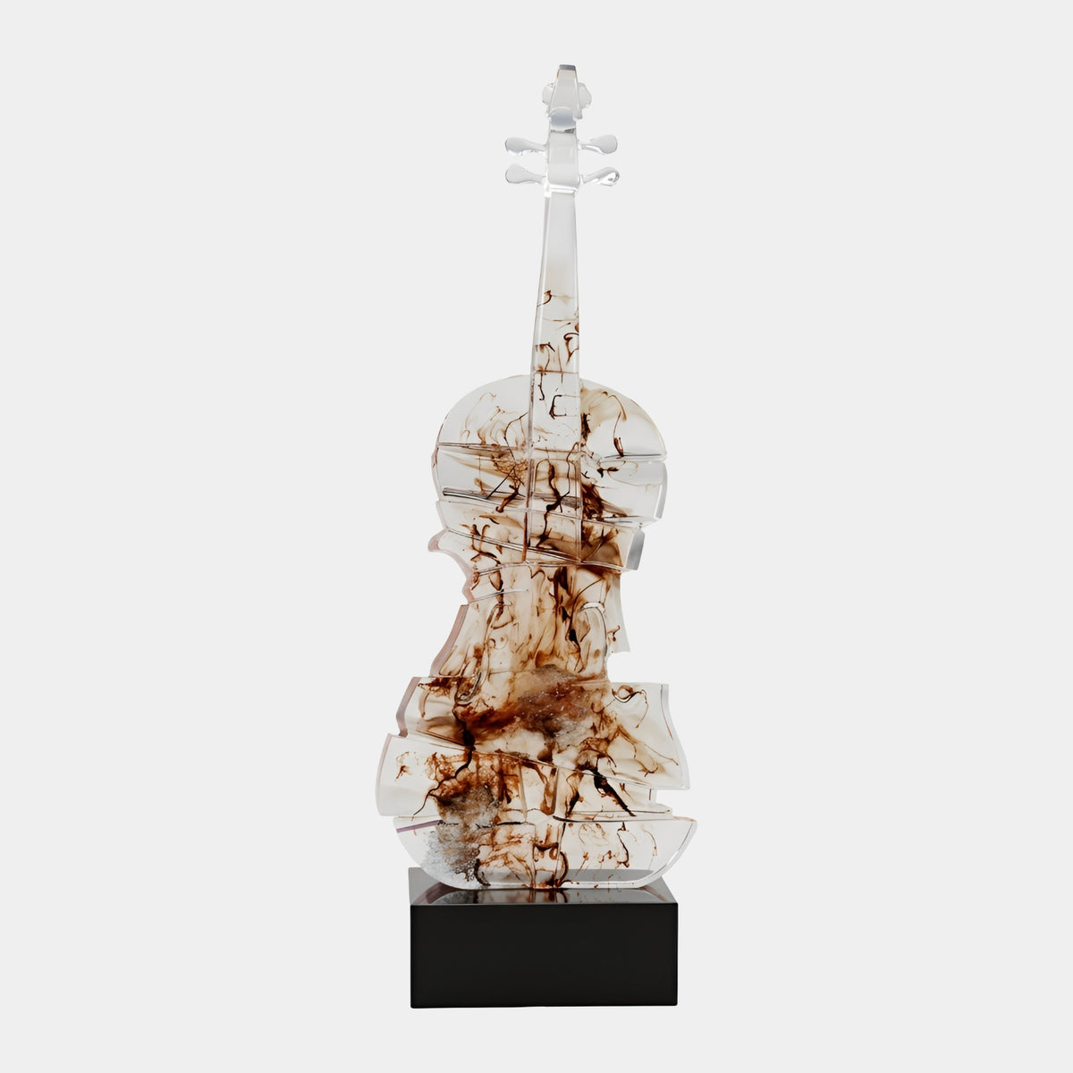 Rust Trailed Clear Violin Resin Sculpture - 180cm