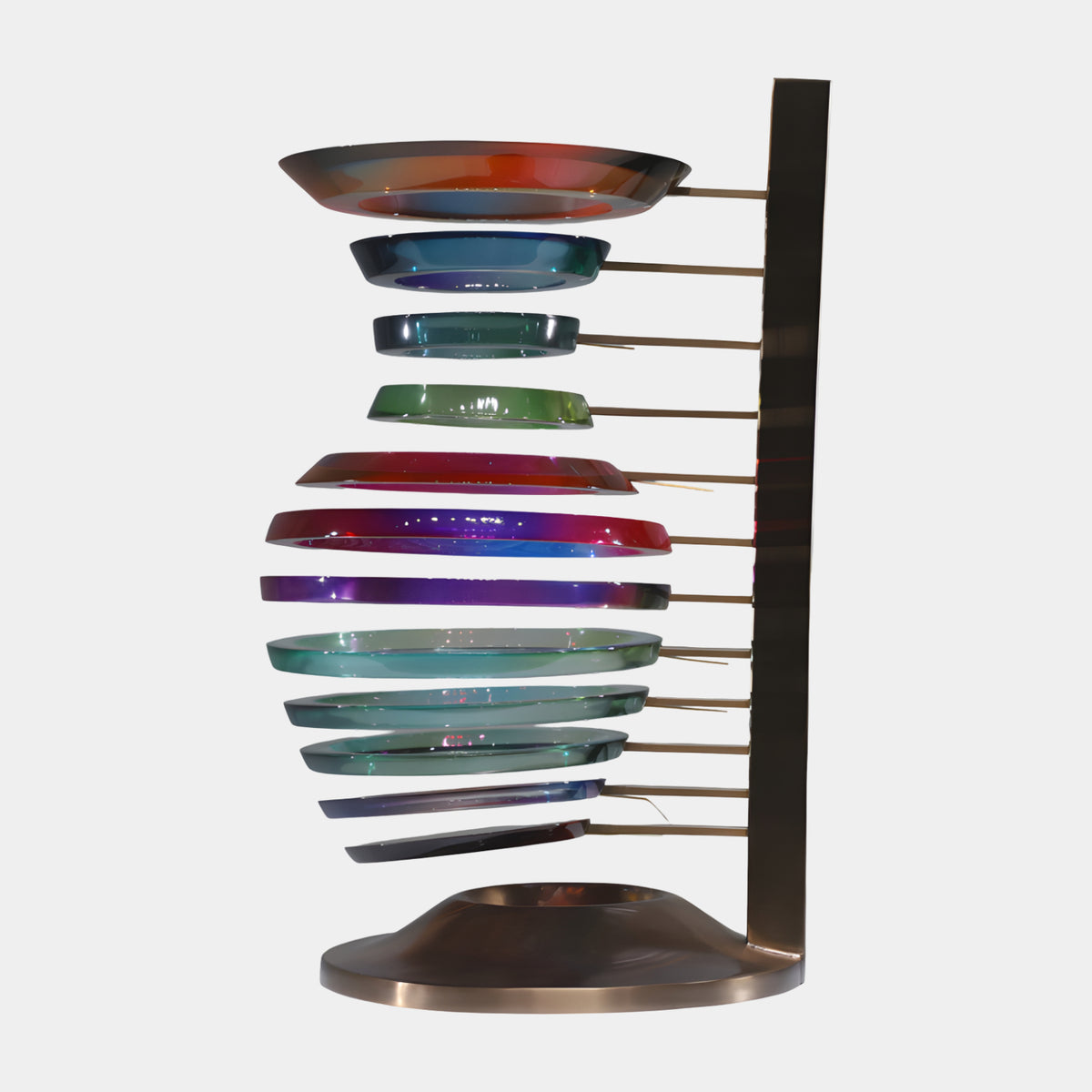 Iridescent Stacked Disc Resin & Metal Sculpture - 60cm