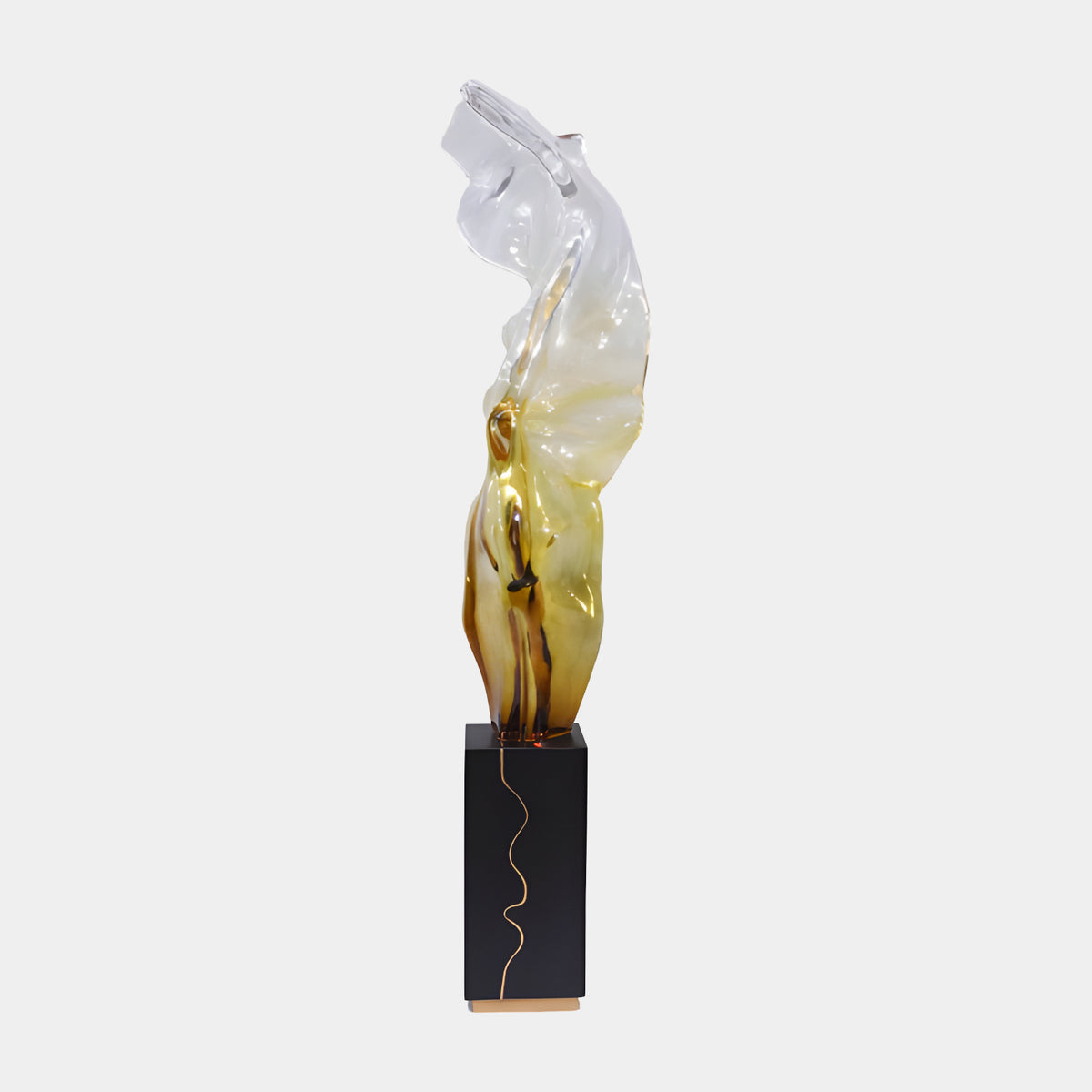 Amber to Clear Draped Torso Resin Sculpture - 158cm