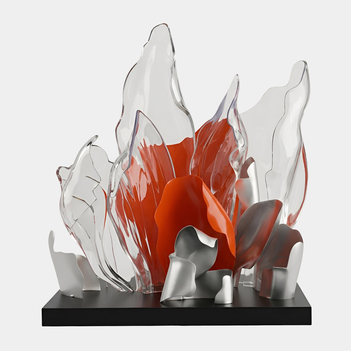 Clear & Red Flame Resin Sculpture - 180cm