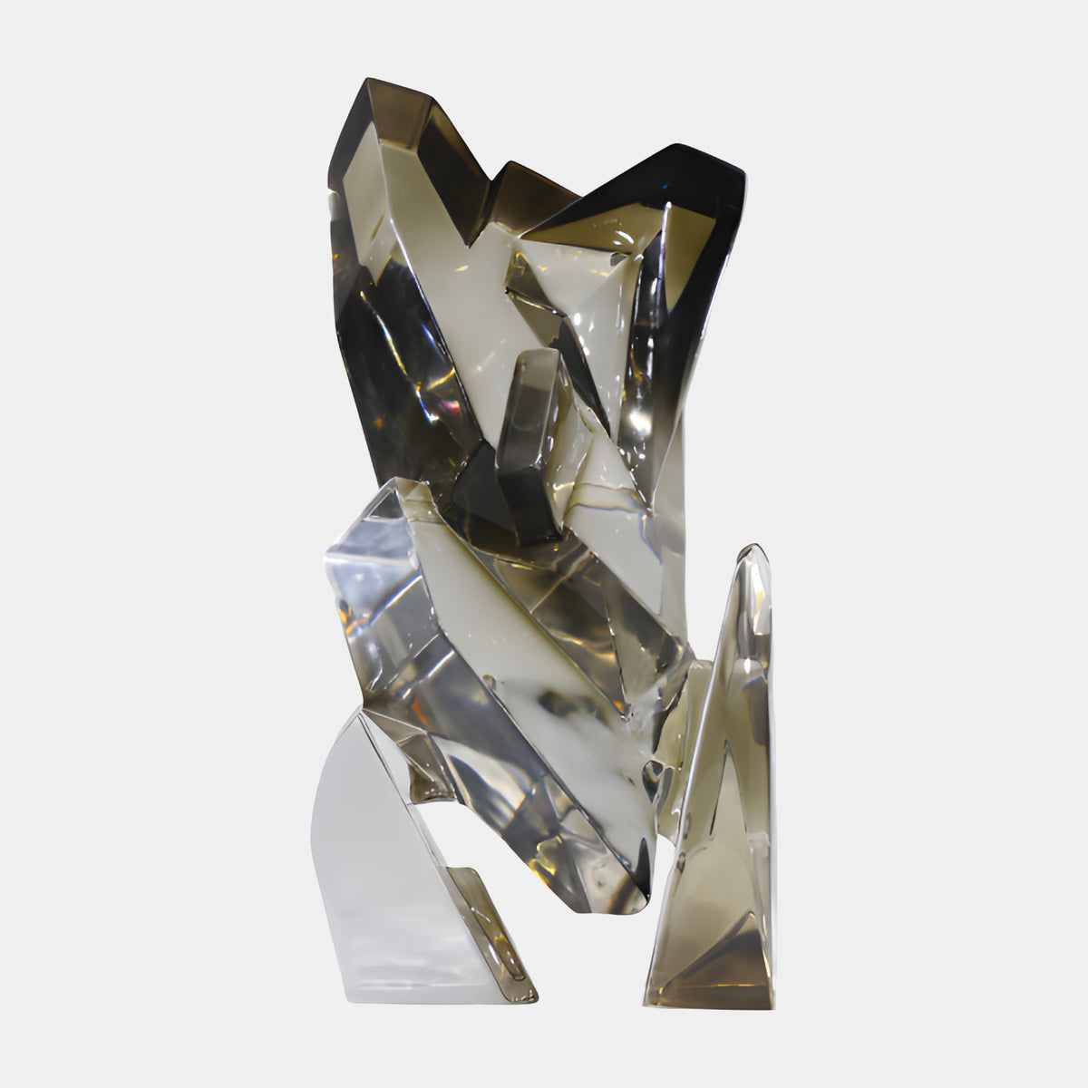 Brown & Clear Crystal Cluster Resin Sculpture - 45cm