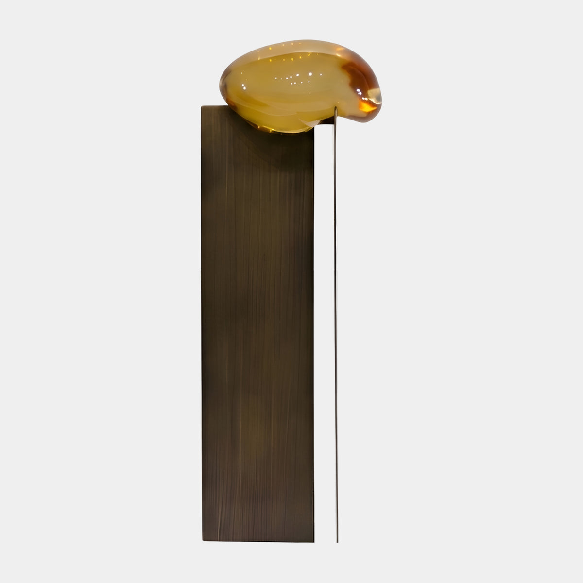 Amber Resin & Brushed Metal Plate Sculpture - 70cm