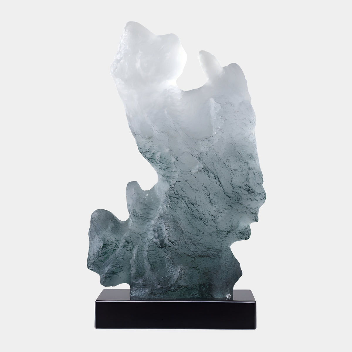 Green & White Eroded Slab Resin Sculpture - 42cm
