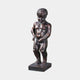 Classical Boy Fountain Bronze Fountain 60cm by Giant Sculptures, a nude boy figure with reddish-brown patina standing on a small plinth against a plain grey background.