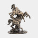Classical Centaur and Nude Female Figure Bronze Sculpture by Giant Sculptures, showing a rearing centaur carrying a sprawling nude woman, on a rocky base.