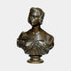 Classical Crowned Female Bust Bronze Bust 80cm by Giant Sculptures, dark patinated bronze with draped robe and small crown, on tiered socle base against plain background.