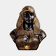 Classical Egyptian Queen Bust by Giant Sculptures in black patina with gold-highlighted nemes headdress, usekh collar, and winged scarab, on a plain background.