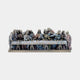 Classical Last Supper Relief Bronze Sculpture by Giant Sculptures, 45cm polychrome cast bronze tableau of thirteen robed figures around a draped table.