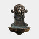 Classical Lion Head Bronze Fountain 70cm by Giant Sculptures, wall-mounted with lion mask spout, scrolled backplate, and scalloped basin in antique brown patina.