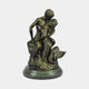 Classical Male Figure and Mermaid Bronze Sculpture by Giant Sculptures, 45cm, showing the nude male embracing the scaled-tail mermaid on a dark marble plinth.