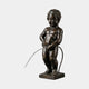 Classical Manneken Pis Boy Bronze Fountain by Giant Sculptures, 60cm dark patinated cast bronze figure on a square base with water arcing from the front.