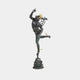 Classical Mercury God of Speed Bronze Sculpture by Giant Sculptures, 150cm, dark verde patina figure with gilded winged helmet and caduceus on tiered base.