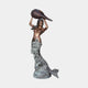 Classical Mermaid Fountain Bronze Sculpture by Giant Sculptures, 200cm nude figure with fish tail lifting a conch shell overhead, brown and verdigris patina.