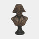 Classical Military Bust Bronze Bust by Giant Sculptures, 60cm forward-facing figure in bicorne hat and coat with warm brown patina on a black stepped pedestal.