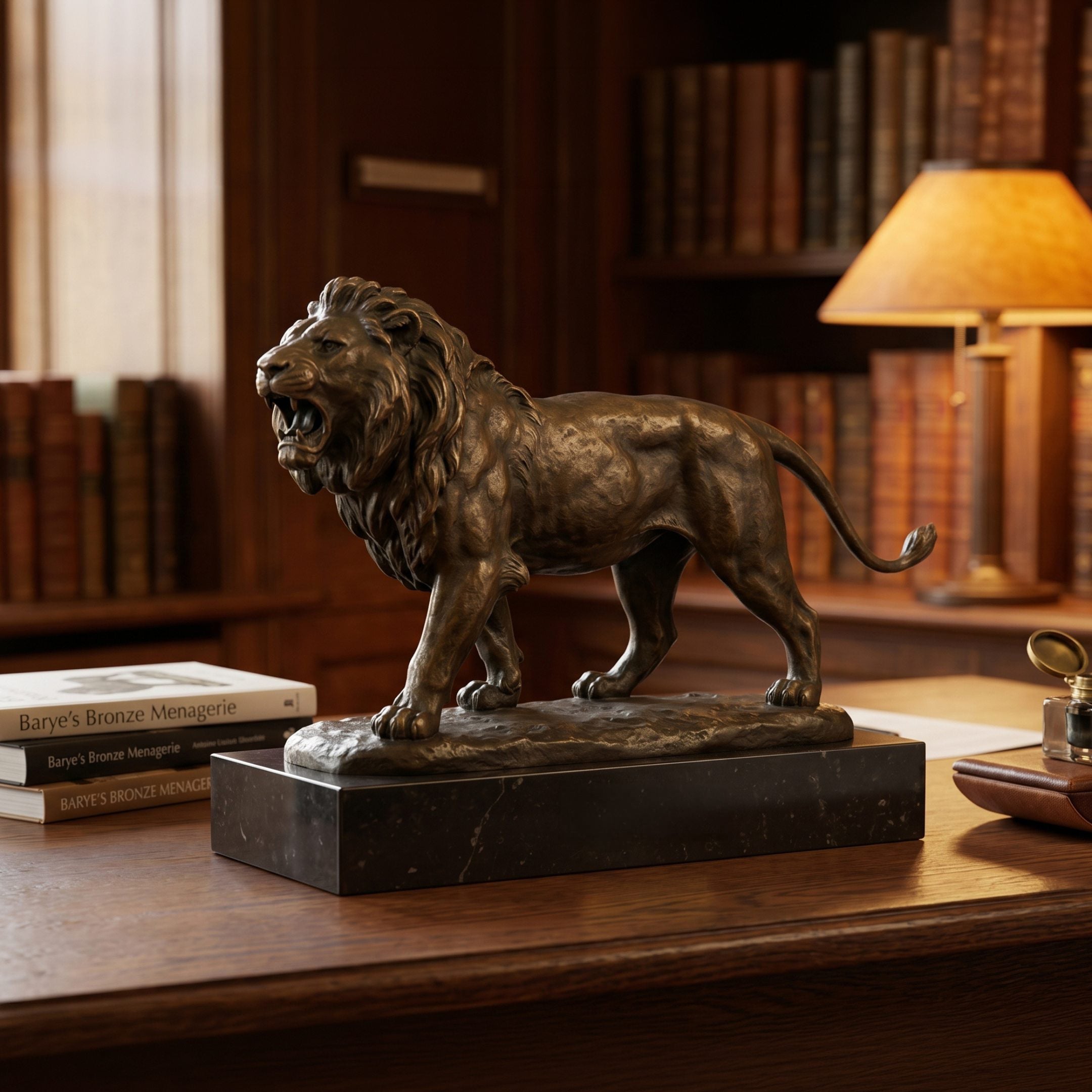 Classical Prowling Lion Bronze Sculpture - 40cm