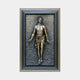 Classical Risen Christ Figure Bronze Relief by Giant Sculptures, 150cm, showing the frontal full-length figure with open arms and golden halo within a dark beaded frame.