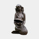 Classical Seated Mermaid Bronze Fountain by Giant Sculptures, 90cm tall with dark brown patina, seated with curled tail and cradling an open clamshell.