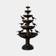 Giant Sculptures Classical Tiered Bird Fountain in cast bronze with five scalloped basins and perched birds on a dark patina column, shown on a plain background.