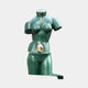 Contemporary Abstract Female Torso Bronze Sculpture by Giant Sculptures, 70cm, with verdigris finish, melting clock head, and gold egg and insects at the split waist.