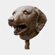 Contemporary Dog Head Bronze Sculpture by Giant Sculptures, 45cm bust with parted mouth and detailed fur, mid-brown patina, on a bark-textured mount.