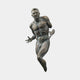 Contemporary Emerging Male Figure Bronze Wall Sculpture by Giant Sculptures, 90cm muscular figure lunging forward with arm outstretched, blue-green verdigris patina.