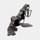 Giant Sculptures' 150cm Contemporary Hooded Phantom Figure Bronze Sculpture, a cloaked faceless figure crawling forward with a raised lantern, shown on a plain background.