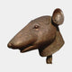 Contemporary Rat Head Bronze Sculpture by Giant Sculptures, 45cm cast bronze profile with reddish-brown patina, raised ear and open mouth, on a plain background.