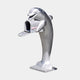 Contemporary Upright Dolphin Bronze Sculpture 170cm by Giant Sculptures, silver-grey finish with integrated open mailbox marked 6920, shown on a plain background.
