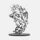 The Flutter Silver Butterfly Steel Sculpture - 200cm by Giant Sculptures features metallic butterflies swirling upward in a spiral atop a round black base, creating a striking modern artwork for contemporary spaces.