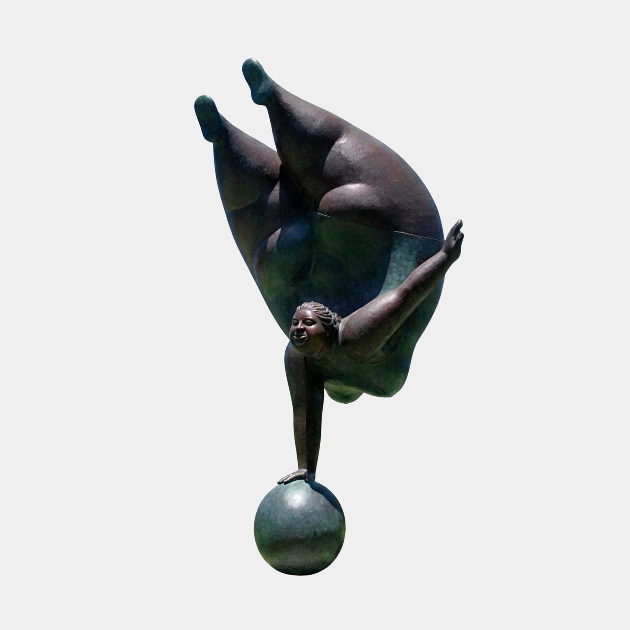 Giant Contemporary Voluptuous Acrobat on Sphere Bronze Sculpture - 250cm