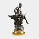 Large Classical Bearded Figure on Eagle Bronze Sculpture, 120cm, showing a bearded man seated on a winged eagle atop a gilt round base, on a plain light background.