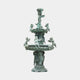 Large Classical Cherub and Angel Tiered Fountain by Giant Sculptures in aged verdigris bronze, three tiers with winged cherubs around scalloped basins.