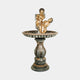Large Classical Cherub Fountain Bronze Fountain by Giant Sculptures with two gold cherubs atop a scalloped basin and acanthus-carved pedestal.